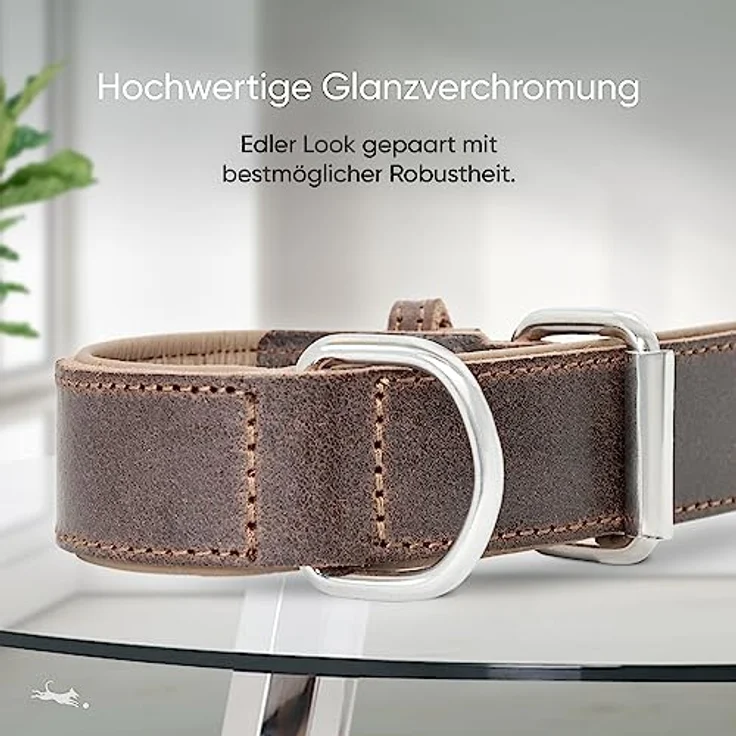 FREUDENTIER® Hundehalsband aus Leder, Made in Holland, gefüttert & super komfortabel, hochwertiges breites Lederhalsband aus zertifiziertem Vollnarbenleder, Model Amstelpark (25.5-33.5cm Halsumfang) – Bild 5