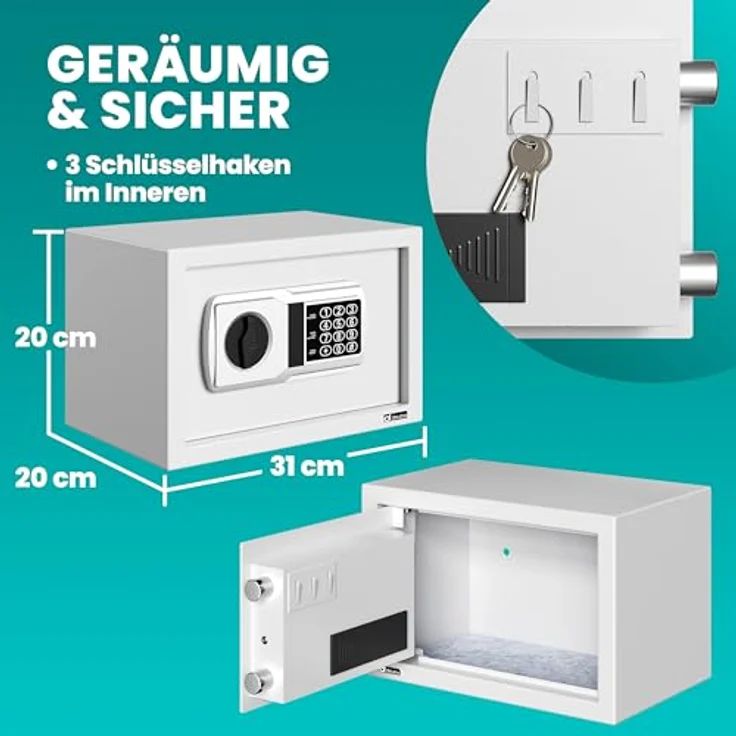 Deuba Elektrischer Möbeltresor 31x20x20cm - 3,2mm Tür inkl. Batterien – Bild 5