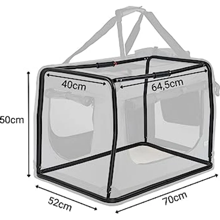 lionto Hundetransportbox Hundetasche Hundebox Faltbare Kleintiertasche, (L) 70x52x50 cm grau – Bild 5