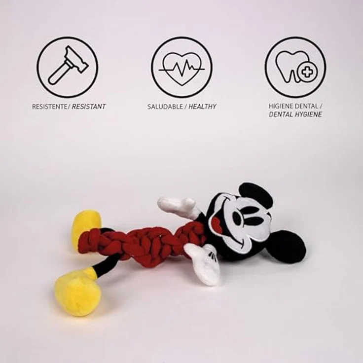 CERDÁ LIFE'S LITTLE MOMENTS Mickey Mouse Beißring für Hunde, Robustes und sicheres Spielzeug aus Baumwolle, ideal zum Kauen und Zahnreinigung für kleine und große Hunde – Bild 4