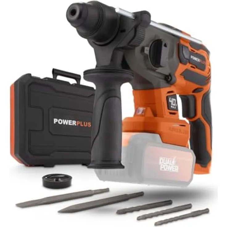 Powerplus Dual Power Akku-Schlagbohrmaschine POWDP15680-4 in 1: 40 V Bohrmaschine, 3 J, Links-Rechts-Schalter, Ohne Akku und Ladegerät