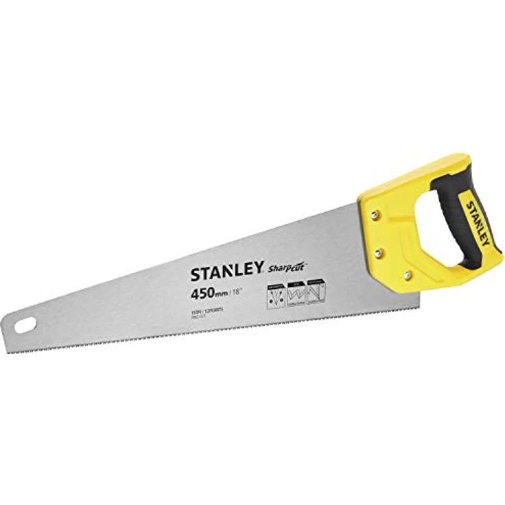 Stanley Handsäge Sharpcut (18''-450 mm, Fuchsschwanz mit 11 Zähne-Inch für feines Arbeiten, doppelt geschliffene, induktionsgehärtete Verzahnung) STHT20370-1 – Bild 2