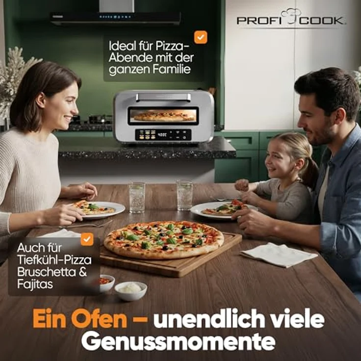 ProfiCook Pizzaofen PC-PO 1323, elektrischer Pizzaofen mit echtem Pizzastein, 400°C, Edelstahlgehäuse, 5 Automatikprogramme, 60 Minuten-Timer – Bild 7