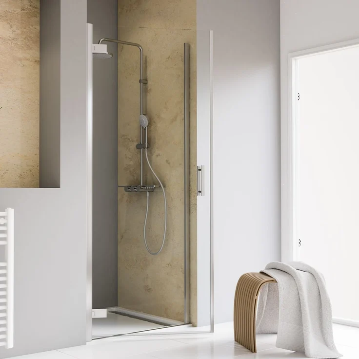 Schulte Nische Drehtür pendelbar 100 x 200 cm Toura, 8 mm Sicherheitsglas, Chrom-Optik