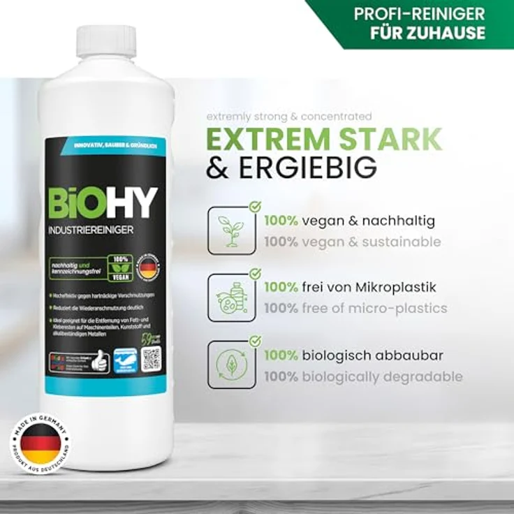BiOHY Industriereiniger 1 Liter Flasche Allzweckreiniger mit porentiefer Reinigung – Bild 3