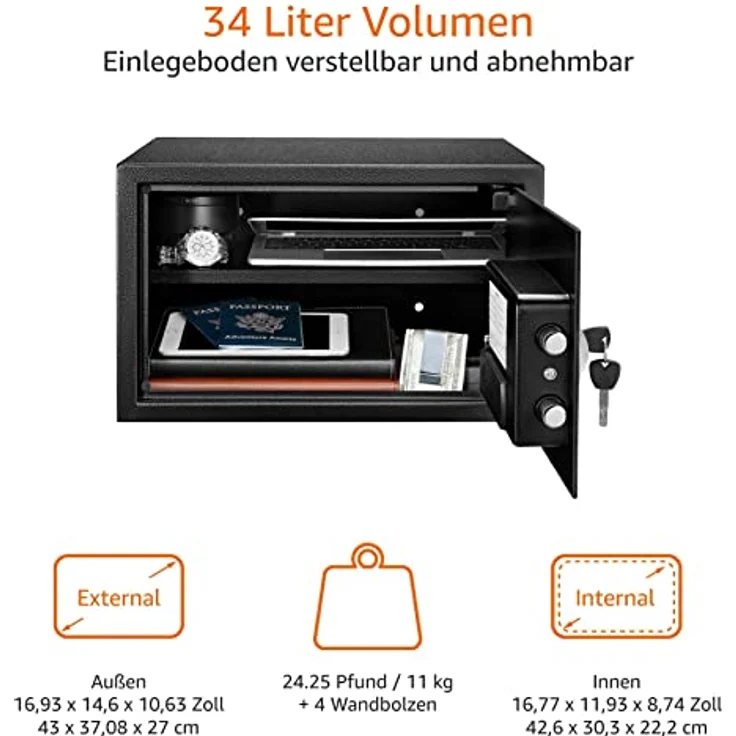 AmazonBasics Tresor, 34 l, Schwarz – Bild 3