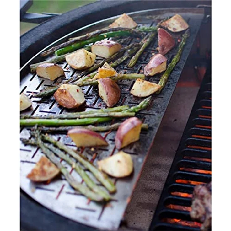 Kamado Joe Classic Joe - Half Moon Edelstahl Grillrost für Fisch & Gemüse, Silber, 50,5 x 26,5 x 3,0 cm – Bild 2