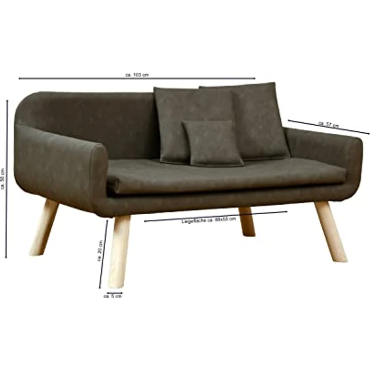 Rohrschneider Hundesofa Abwaschbar Große und Mittlere Hunde Kunstleder Braun/Grau XL – Bild 5
