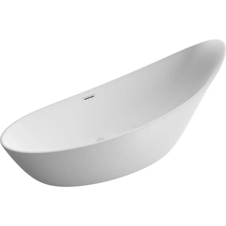 Bernstein Freistehende Badewanne SOPHIE, Oval, Acryl Weiß glänzend, 190x80x82 cm, mit hoher Rückenlehne und Pop-up-Ablauf