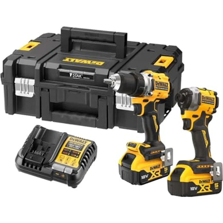 Dewalt Akku-Kombopack DCK2051P2T, 18V mit DCD800 und DCF850, 2x 5,0 Ah Akku und Ladegerät in tstak – Bild 1