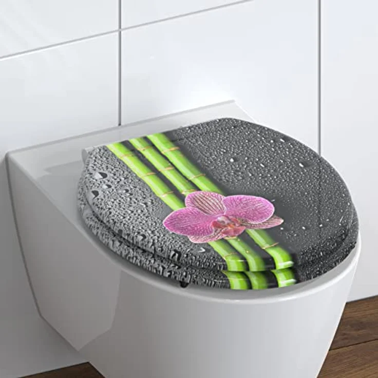 Schütte WC-Sitz Asia Holzkern mit Absenkautomatik, dreiseitig bedruckt, bruchsicher und kratzfest, einfache Montage – Bild 9