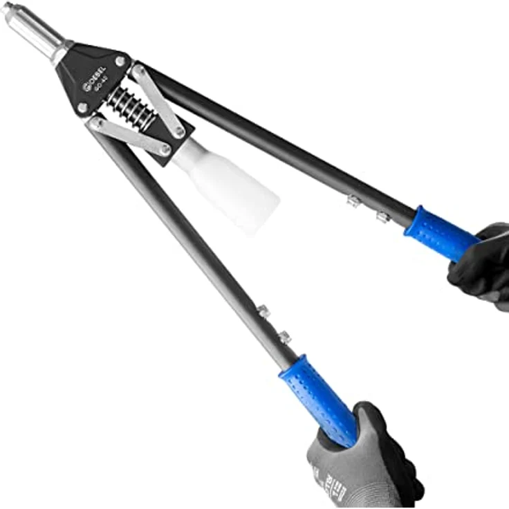 GOEBEL® GO-40 Hand Blindnietsetzgerät, Profi-Industrie-Qualität für Blindnieten ø 3,2 - 6,4 mm, leichtes Aluminiumgehäuse, inkl. Mundstücke und Schraubenschlüssel – Bild 4