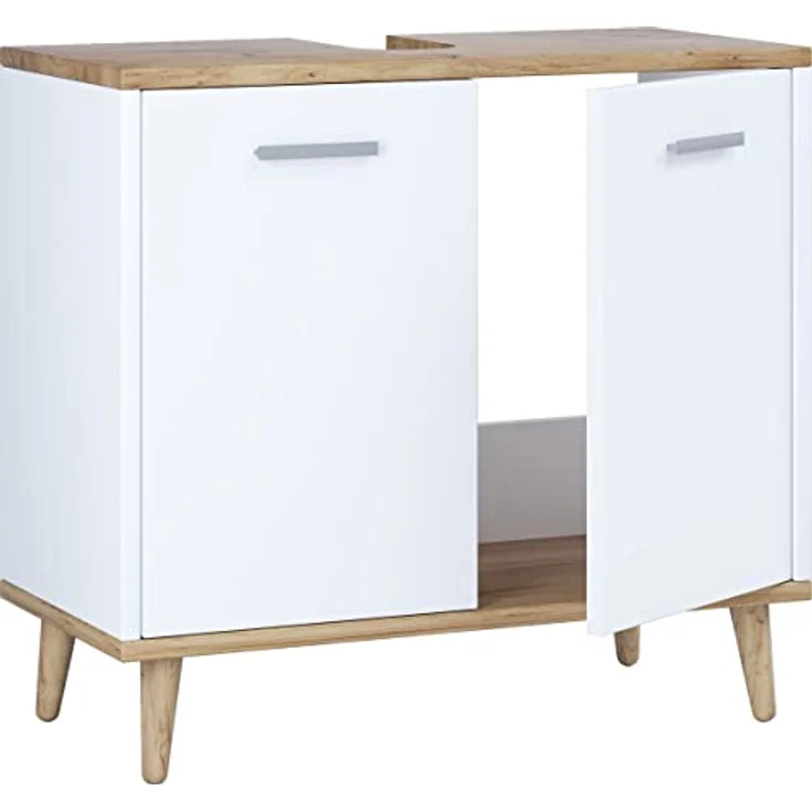 VCM Badmöbel Badunterschrank Waschbeckenunterschrank Badezimmer Schublade Landos Weiß/Honig-Eiche – Bild 5