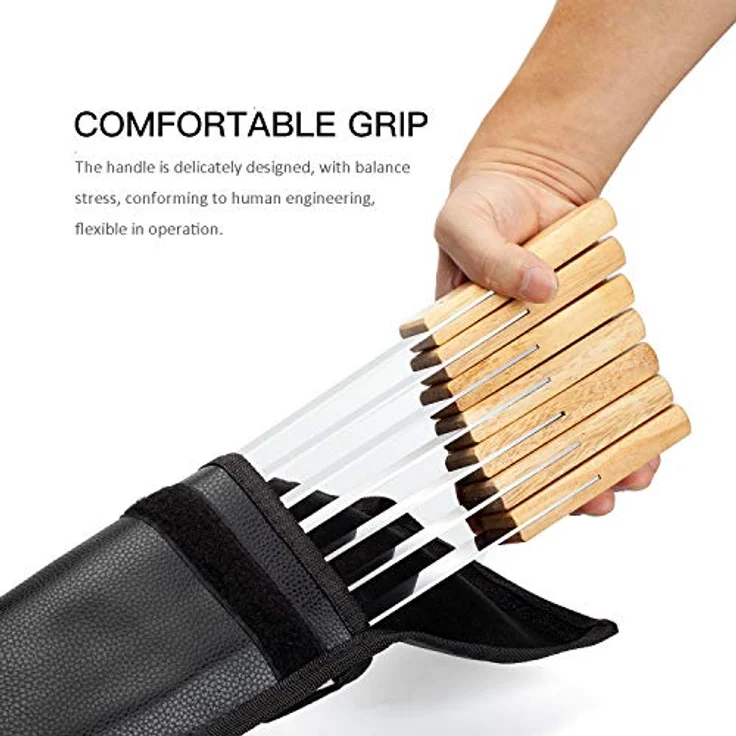 Goutime Grillspieße, Edelstahl, 7 Stück, Holzgriffe, mit Tasche – Bild 5