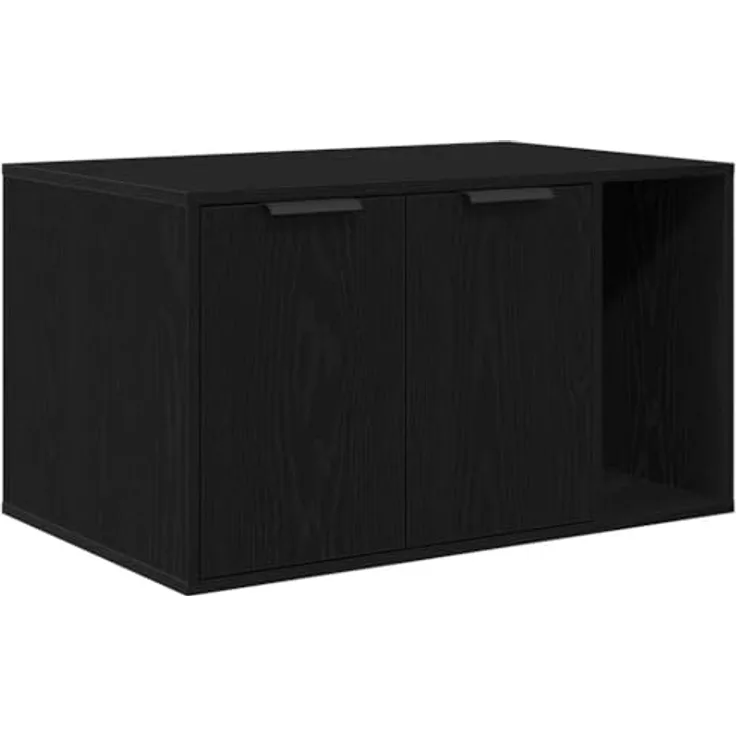 vidaXL Katzentoilette, Katzenmöbel in Schwarz Eichen-Optik, 80x50x45 cm, langlebiger Holzwerkstoff mit verstecktem Design