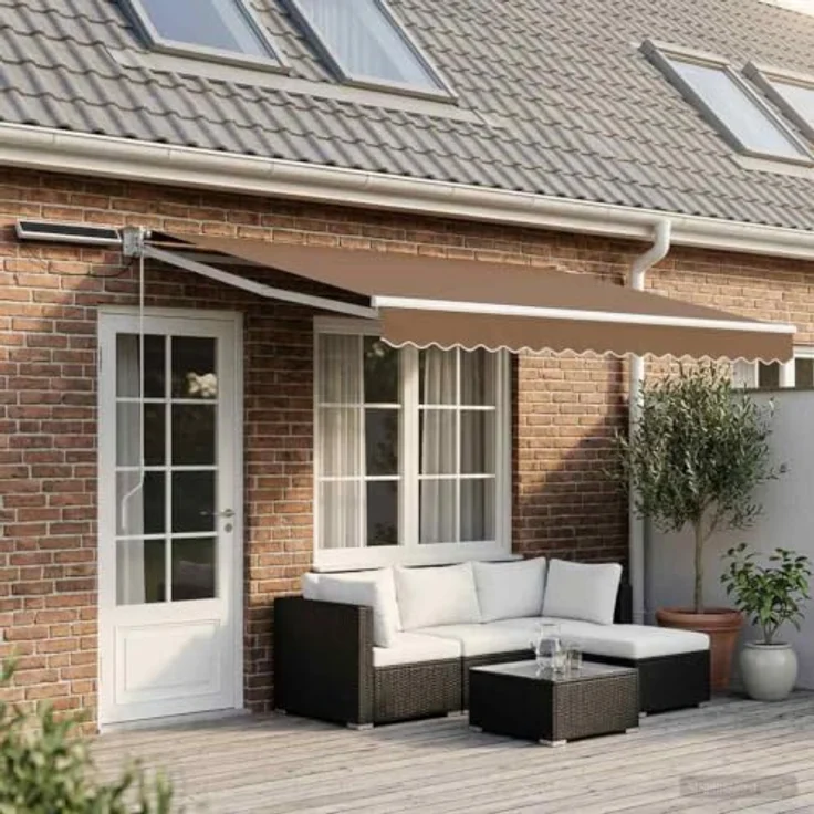 vidaXL Elektrische ausziehbare Markise, taupe, mit Solarpanel und Fernbedienung, wetterbeständig – Bild 2