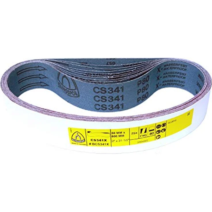 Klingspor CS 341 X Schleifband, 50 x 800 mm, 5 Stück, P80, wasserfest, für Metall und Edelstahl – Bild 2