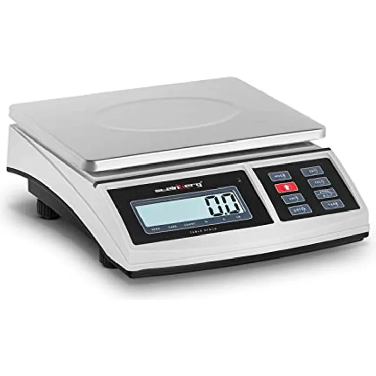 Steinberg Systems SBS-TW-15C Tischwaage 15 kg / 0,5 g 21 x 27 cm LCD RS232-Schnittstelle Akku 100 h Feinwaage Digitalwaage digitale Waage