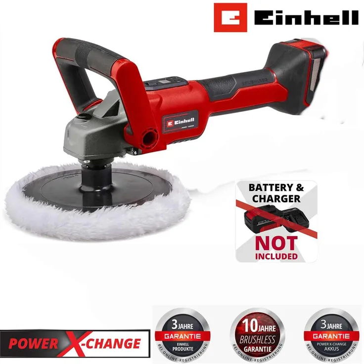 Einhell Akku-Poliermaschine CE-CP 18/180 Li 18V, Drehzahlregulierung, ohne Akku und Ladegerät