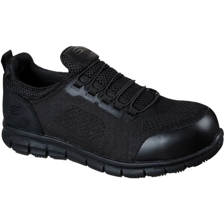 Skechers Synergy Omat S1P Arbeitsschuh, Aluminiumlegierung Zehenkappe, rutschfest, schwarz – Bild 1