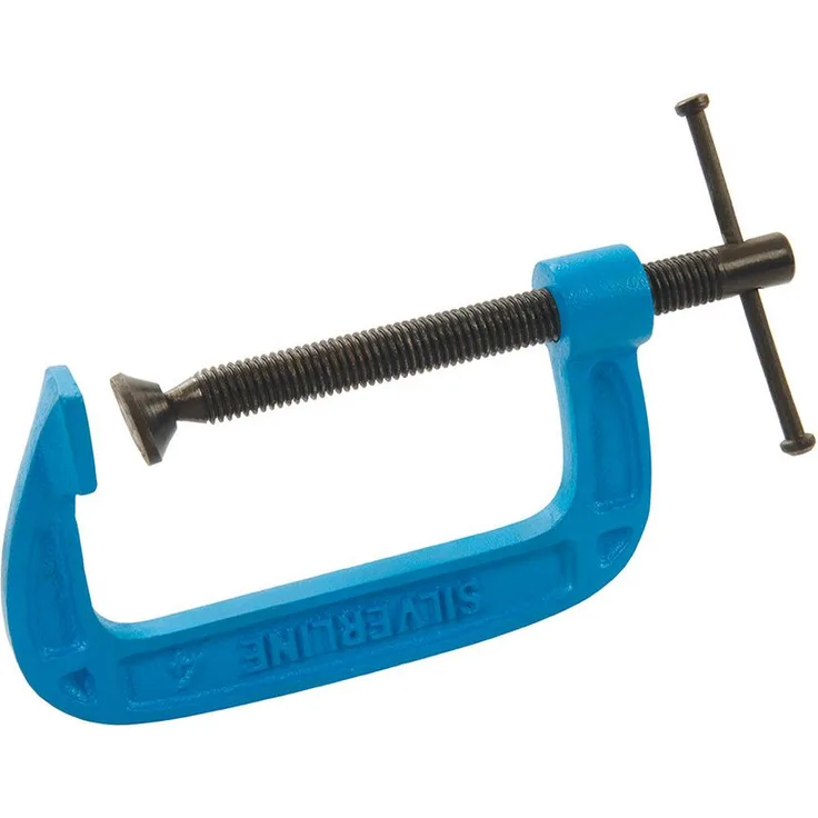 Silverline Schraubzwinge C-Schraubzwinge, leichte Bauart 100 mm, Gusseiserner Rahmen, schwarze Gewindespindel