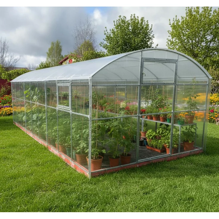 Garten Dream Polycarbonat-Gewächshaus "Gardener" 3x8m, Stahlrahmen, 6mm Polycarbonat, 240 kg/m² Schneelast, windresistent, doppeltes Bogen-Dach
