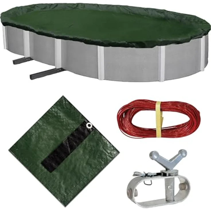 Blue Wave Silver 12-Year 18 x 34-ft Oval Above Ground Pool Winter Cover Winterabdeckung, waldgrün, by Feet