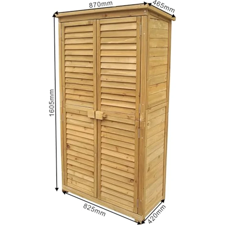 Wiltec Gartenhaus aus Fichtenholz mit Bitumendach 870x465x1600mm für Garten, Terrasse & Balkon - Geräteschuppen mit Lamellentür, Holzhaus in Naturholzoptik – Bild 4