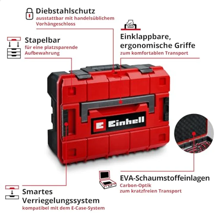 Einhell E-CASE 80-tlg. Werkzeugkoffer (Werkzeug-Set im robusten, stapelbaren Kunststoffkoffer) – Bild 4