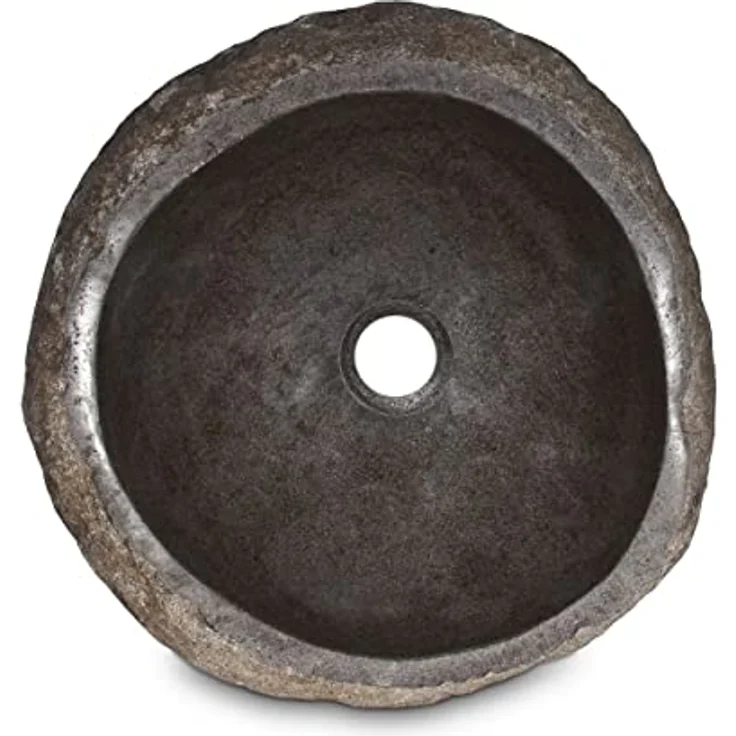 Oriental Galerie Top Serie Flussstein Handwaschbecken Naturstein Waschschale Stein Findling Natur Grau ca. 30-35 cm – Bild 5