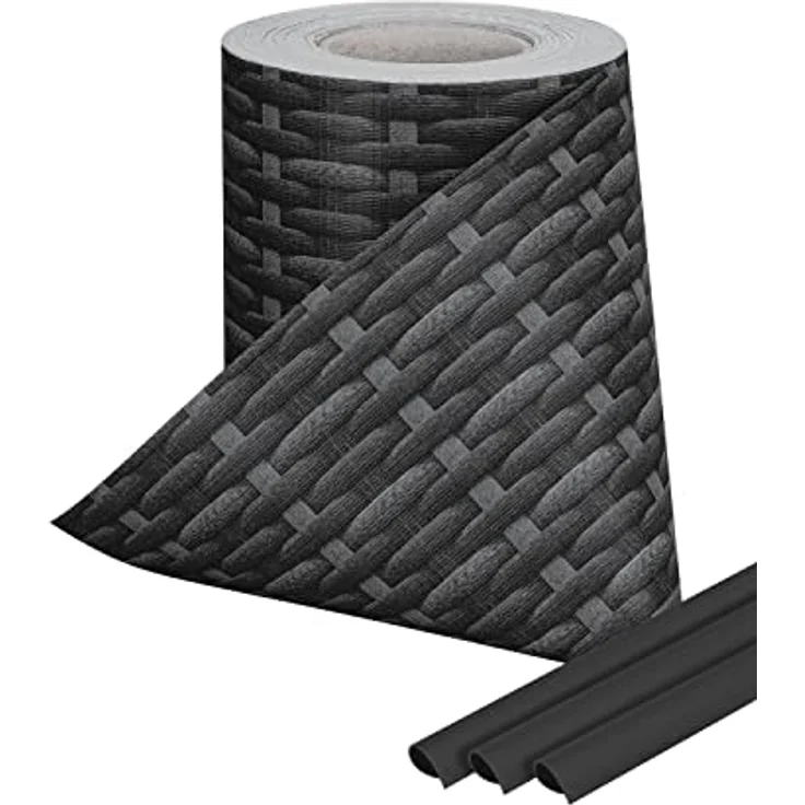 KESSER PVC Sichtschutzstreifen Sichtschutz Rolle Doppelstabmatten Zaun Blickdicht Wetterfest und Windschutz Zaunfolie Sichtschutz Garten Gartenzaun 35 m, Rattan-Anthrazit – Bild 2