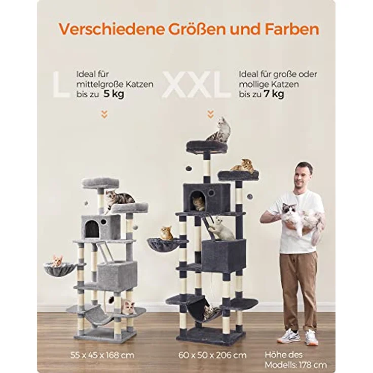Feandrea Kitty (165 cm, Grey), Katzenbaum – Bild 6