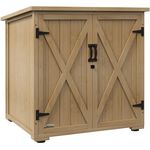 Outsunny Gartenschrank, Wetterfester Geräteschuppen aus Holz, Doppeltür, Naturfarben, 77,5 x 88 x 90 cm