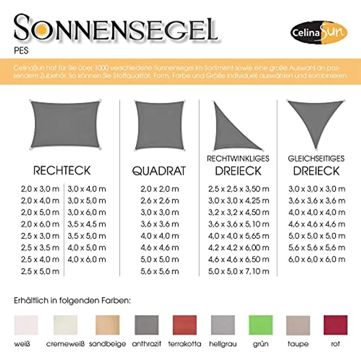CelinaSun Sonnensegel inkl Befestigungsseile Premium PES Polyester wasserabweisend imprägniert Dreieck gleichseitig 3 x 3 x 3 m hell grau – Bild 4
