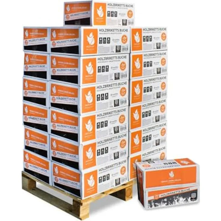 HEIZFUXX Nestro M Hartholz Holzbriketts, 12kg Karton 25 Stück, FSC-zertifiziert, hohe Heizleistung, geringe Rauchentwicklung