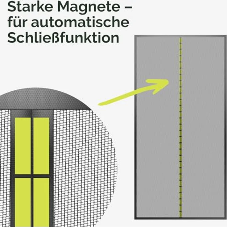 Nematek Fliegengitter Balkontür 120x220 cm - Insektenschutz ohne Bohren, schwarzes Moskitonetz mit starken Magneten – Bild 4