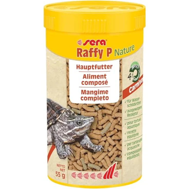 sera Raffy P Nature 250 ml (55 g) Wasserschildkröten Futter, schwimmendes Granulat mit tierischen & pflanzlichen Inhaltsstoffen, reich an Omega-Fettsäuren und Vitaminen, Made in Germany – Bild 1