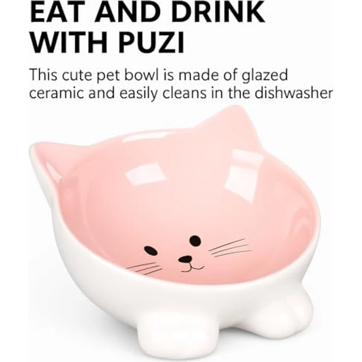 Flamingo Katzennapf Keramik, 125 ml Ø13,8 cm, spülmaschinenfest, flaches Design in Rosa – Bild 4