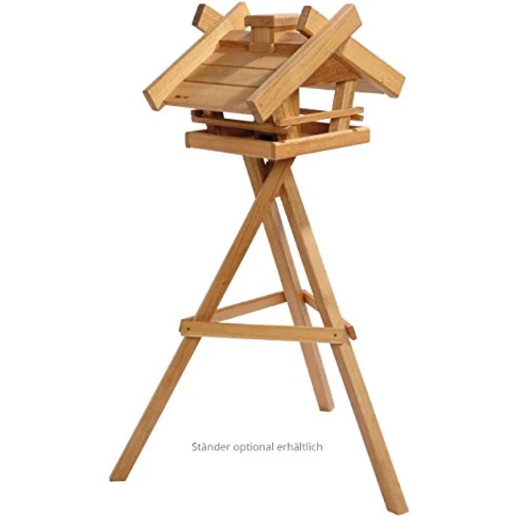Luxus-Vogelhaus 46510e Großes XXL Vogelhaus "Gartenwald" aus Holz (Eiche) für Garten, Balkon, mit Futter-Silo - XL Vogelhäuschen Vogelfutterhaus – Bild 2