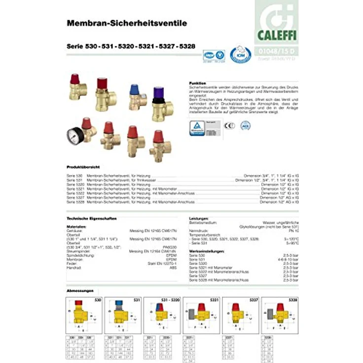 Caleffi Membran-Sicherheitsventil 1/2, 8 bar – Bild 5