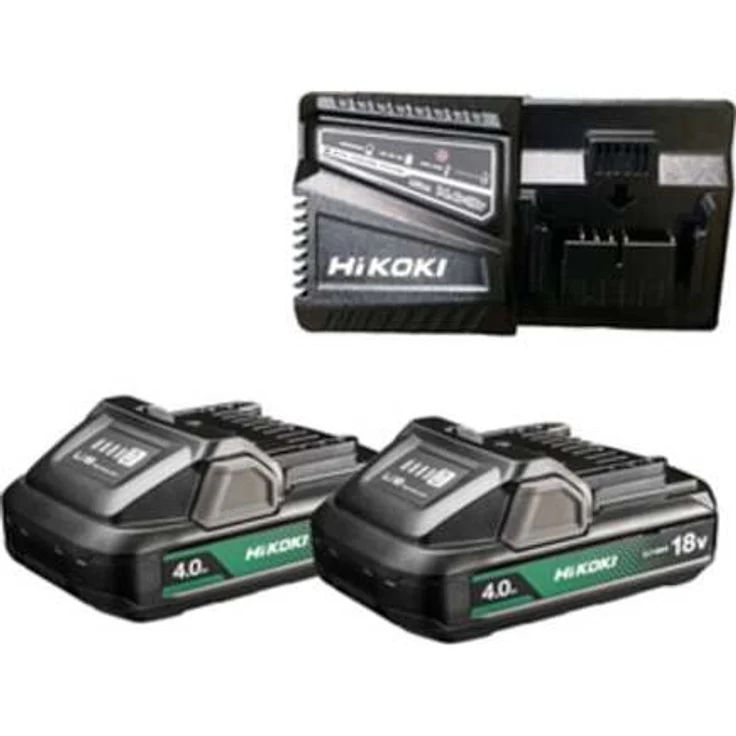 HiKOKI Set BSL1840M, 2x 18V Lithium-Ionen Akkus (4 Ah) und Schnellladegerät UC18YFSL, hohe Energieeffizienz