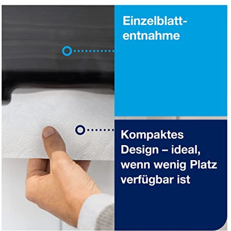 Tork Mini Spender 553108, H3 Papierhandtuchspender für Zickzack- und Lagenfalz-Handtücher, Einzelblattentnahme, schwarz – Bild 4