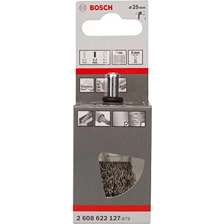 BOSCH Pinselbürste, Edelstahl, gewellter Draht, 0,3 mm, 25 mm, 4500 U- min, 2608622127 – Bild 3