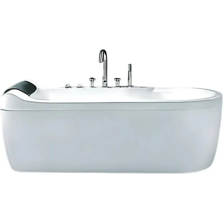 Xlmoebel Badewanne XLMOEBEL freistehende Acrylwanne, ovales Design, Weiß, mit Nackenkissen, Made in Europa