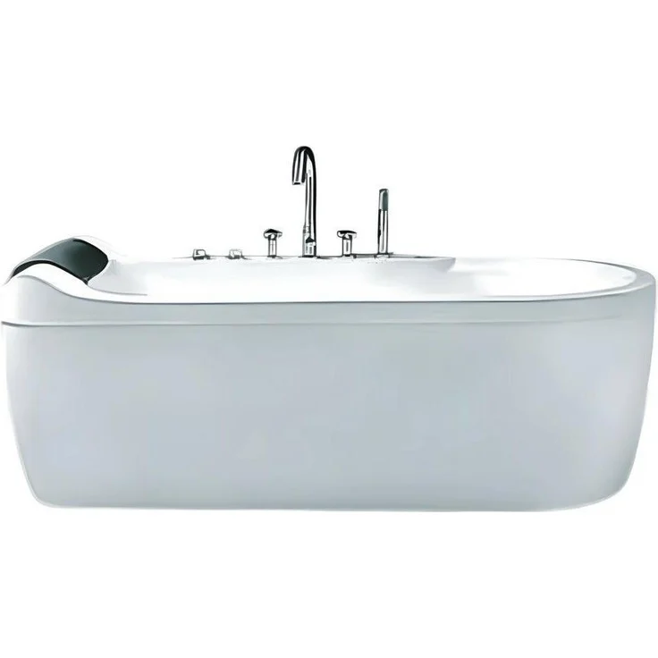 Xlmoebel Badewanne XLMOEBEL freistehende Acrylwanne, ovales Design, Weiß, mit Nackenkissen, Made in Europa