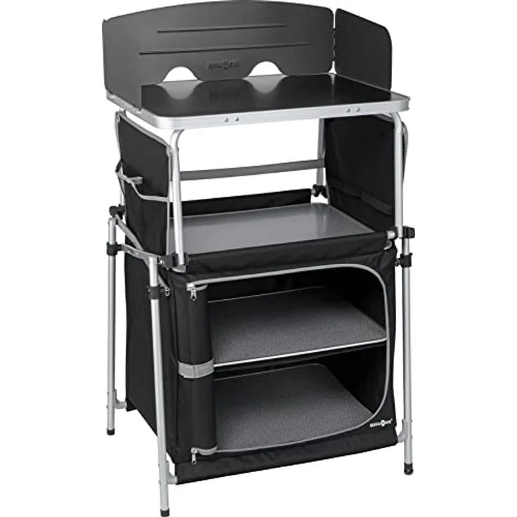 BRUNNER 0422097N.C03 Kitchenette, Küchenmöbel, für Camping, oder Veranden, Caravan, kompakt, faltbar, Farbe Schwarz, witterungsbeständig
