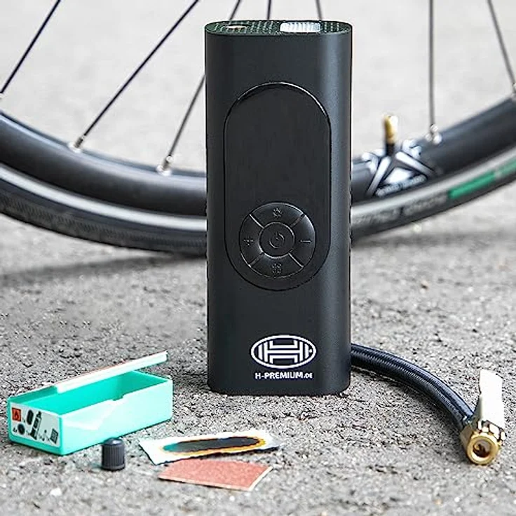 HEYNER® Akkukompressor, elektrische Fahrradpumpe, 6000 mAh Powerbank und Notbeleuchtung, 10 bar 12 V – Bild 2