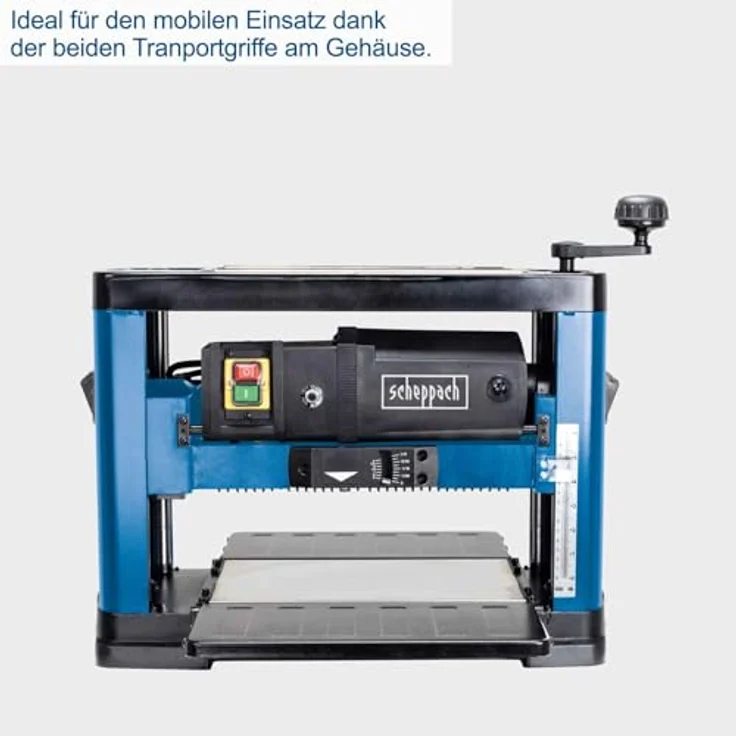 Scheppach Dickenhobelmaschine PLM1800 | 1500W Leistung | 2 Hobelmesser | Drehzahl Hobelwelle 8500 min-1 | Durchlasshöhe/-breite: 152 mm / 330 mm | Spanabnahme max.: 2,8 mm – Bild 5