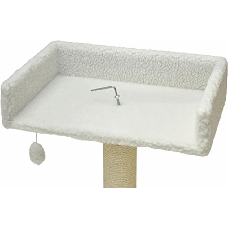 nanook Liegeplatz Top für Katzen-Kratzbaum, XXL 60x40 cm, weiß Teddyfell, stabil und robust mit Spielball – Bild 3