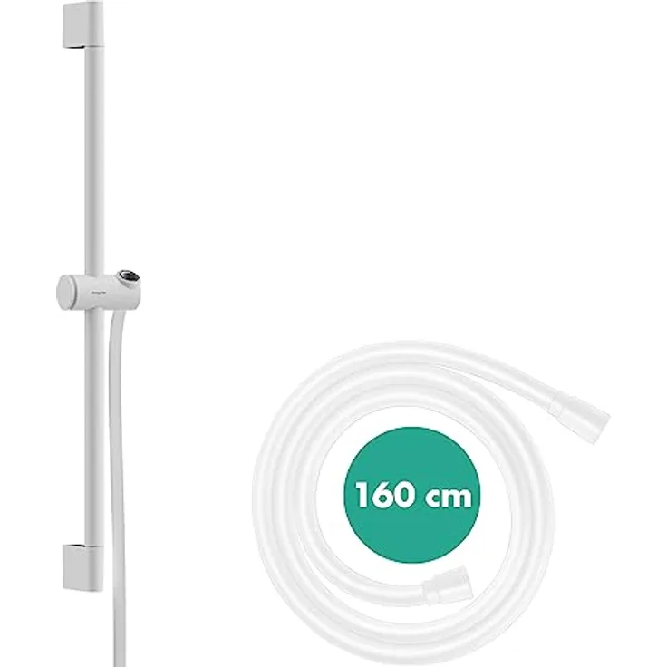 hansgrohe 24400700 Unica Pulsify S 65 cm mit Push Handbrausehalter und Isiflex Brauseschlauch 160 cm Mattweiß Brausestange